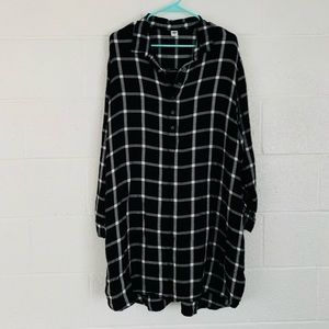 Black and White Plaid Flannel Dress
